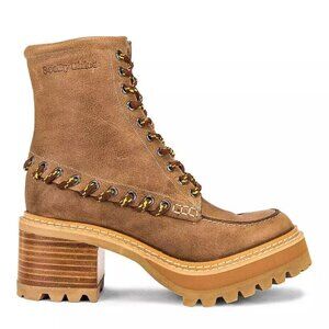 $700 SEE BY CHLOE Mahalia Boot PLATFORM BROWN LACED EYELET LEATHER 37.5 (MF24)